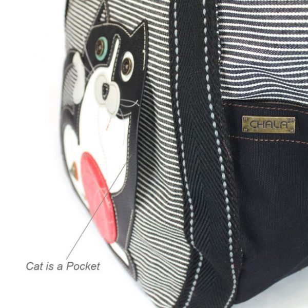 Chala Cell Phone Crossbody Fat Cat Black Stripe